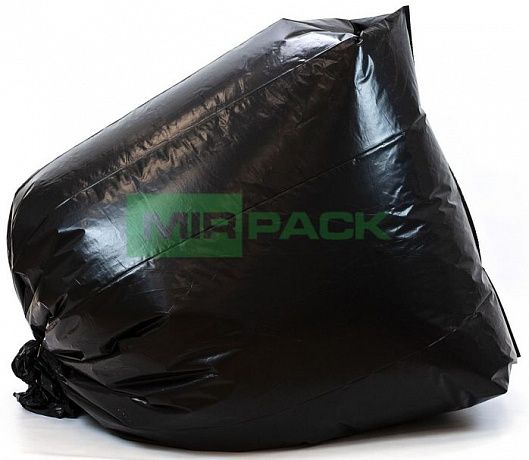 Мешки для мусора 480 литров, 70 мкм, в рулоне 10 штук, ПВД, черные, 2 слоя, плотные, толстые, 130х170 см, MIRPACK - Вид 3