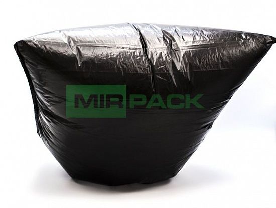 Пакеты для мусора с завязками 60 л, 18 мкм, 10 штук, ПНД, для среднетяжелого мусора прямое дно + ленты для затягивания, черные - Вид 4